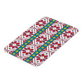 Geometrisches Stammmuster rot, blau und weiß mit S Magnet (Linke Seite)