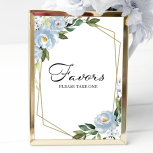 Geometrisches staubblaues Blumenmuster-Gunstbeweis Poster
