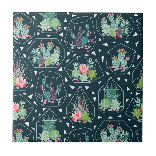 Geometrisches Succulents-Muster Fliese (Vorderseite)