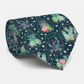 Geometrisches Succulents-Muster Krawatte (Gerollt)