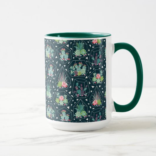Geometrisches Succulents-Muster Tasse (Rechts)
