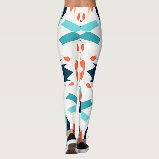 Geometrisches Südwestkat-Design Leggings (Rückseite)
