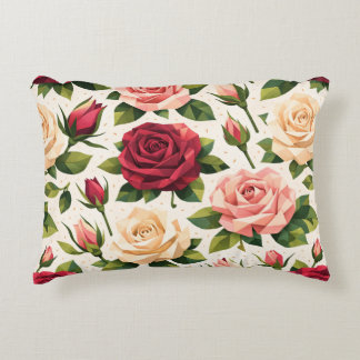 Geometrisches süßes Rosenmuster Rosa Rot Pfirsich Dekokissen