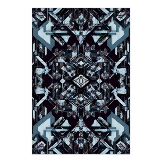 Geometrisches Tech Grid: Cybernetic Blueprint MK-1 Poster (Vorderseite)