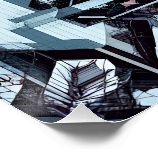 Geometrisches Tech Grid: Cybernetic Blueprint MK-1 Poster (Ecke)