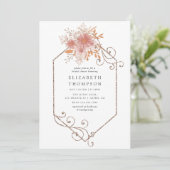 Geometrisches Terracotta-Brautparty Einladung (Stehend Vorderseite)