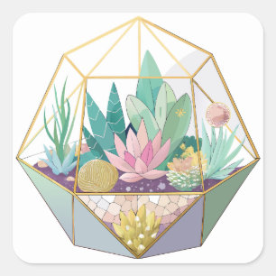 Geometrisches Terrarium Quadratischer Aufkleber