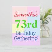 Geometrisches Thema "Ansammlung 73. Geburtstag" Einladung (Stehend Vorderseite)