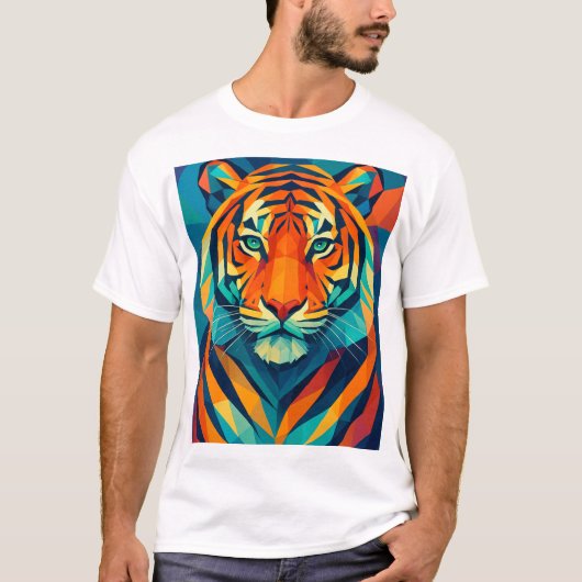 Geometrisches Tigerhemd T-Shirt (Vorderseite)