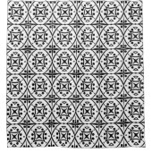 Geometrisches Tile-Print-Muster, schwarz und weiß Duschvorhang (Vorderseite)