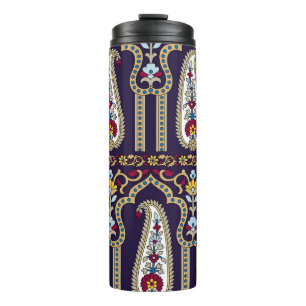 Geometrisches, traditionelles Paisleymuster mit Ra Thermosbecher
