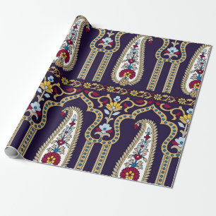 Geometrisches traditionelles Paisleymuster mit Ran Geschenkpapier