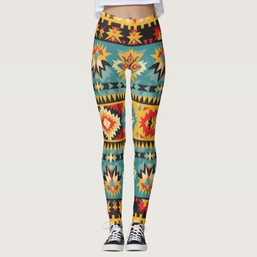 Geometrisches Tribal Leggings (Vorderseite)