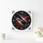 Geometrisches Trinidad- und Tobago-Dot-Muster Quadratische Wanduhr (Zuhause)