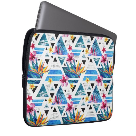 Geometrisches tropisches Blumen-Muster Laptopschutzhülle (Vorne Rechts)