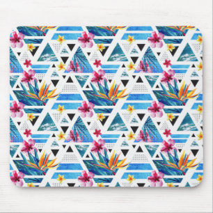Geometrisches tropisches Blumen-Muster Mousepad