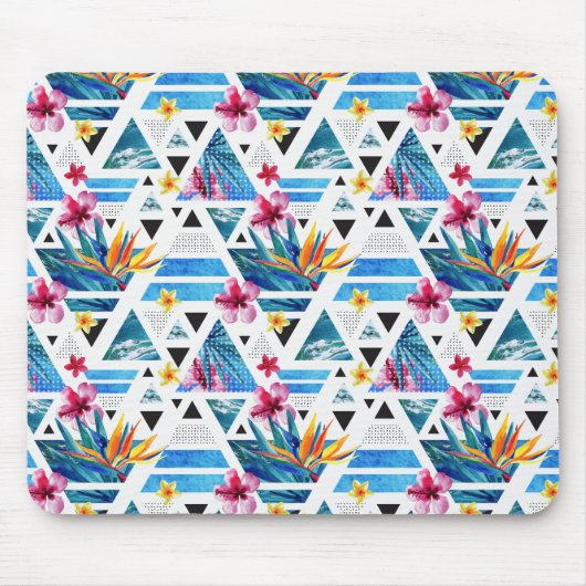 Geometrisches tropisches Blumen-Muster Mousepad (Vorne)