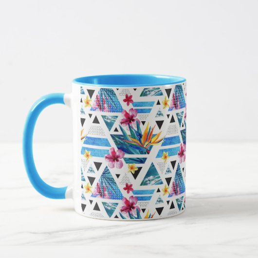 Geometrisches tropisches Blumen-Muster Tasse (Links)