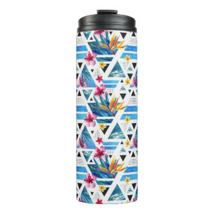 Geometrisches tropisches Blumen-Muster Thermosbecher