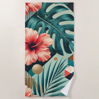 Geometrisches tropisches Blumendesign Strandtuch