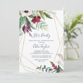 Geometrisches tropisches Breeze Let's Party Einladung (Stehend Vorderseite)