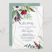 Geometrisches tropisches Breeze Let's Party Einladung (Vorne/Hinten)