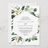 Geometrisches tropisches Gold Foliage Diamond Wedd Einladung (Vorderseite)