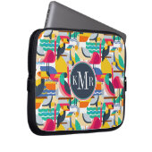 Geometrisches tropisches Monogramm der Vogel-| Laptopschutzhülle (Vorne Rechts)