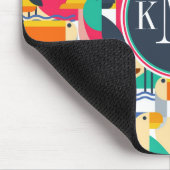 Geometrisches tropisches Monogramm der Vogel-| Mousepad (Ecke)