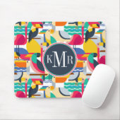 Geometrisches tropisches Monogramm der Vogel-| Mousepad (Mit Mouse)