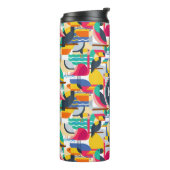 Geometrisches tropisches Monogramm der Vogel-| Thermosbecher (Nach links gedreht)