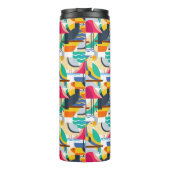 Geometrisches tropisches Monogramm der Vogel-| Thermosbecher (Rückseite)