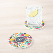 Geometrisches tropisches Monogramm der Vogel-| Untersetzer (Seite)