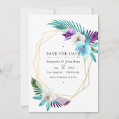 Geometrisches tropisches Orchideenhochzeitungs-Fot Save The Date (Vorderseite)