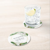 Geometrisches tropisches Orchids Beach Hochzeit Runder Pappuntersetzer (Vor Ort)