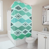 Geometrisches Türkis des Atomalters Duschvorhang (Beispiel)