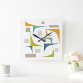 Geometrisches Türkis-Grün des Atomkerns Quadratische Wanduhr (Zuhause)