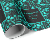 Geometrisches, türkisfarbenes Muster Personalisier Geschenkpapier (Rolleneckpunkt)