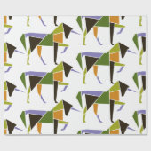 Geometrisches Unicorn Modernes Abstraktes Tangram Geschenkpapier (Flach)