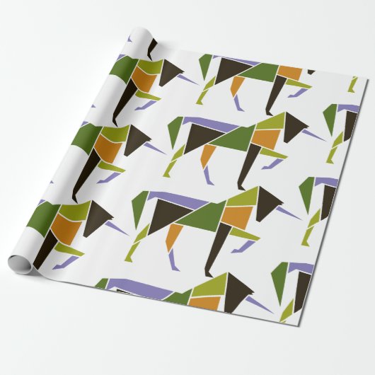 Geometrisches Unicorn Modernes Abstraktes Tangram Geschenkpapier (Ungerollt)