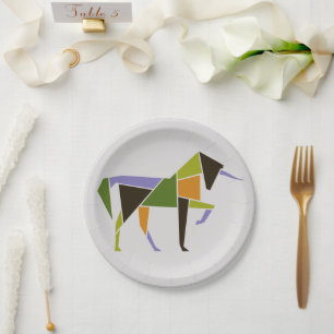 Geometrisches Unicorn Modernes Abstraktes Tangram Pappteller