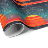 Geometrisches Vaporwave-Sunset Geschenkpapier (Rolleneckpunkt)