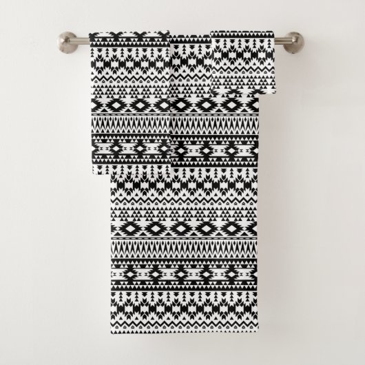 geometrisches Vektormuster Schwarz/Weiß Badhandtuch Set (Insitu)