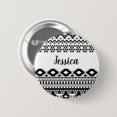 geometrisches Vektormuster Schwarz/Weiß Button (Vorne & Hinten)