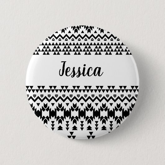 geometrisches Vektormuster Schwarz/Weiß Button (Vorderseite)