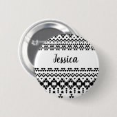 geometrisches Vektormuster Schwarz/Weiß Button (Vorne & Hinten)
