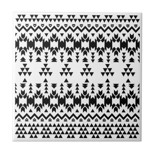 geometrisches Vektormuster Schwarz/Weiß Fliese (Vorderseite)