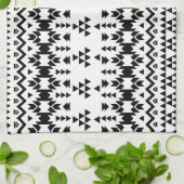 geometrisches Vektormuster Schwarz/Weiß Geschirrtuch (Gefaltet)