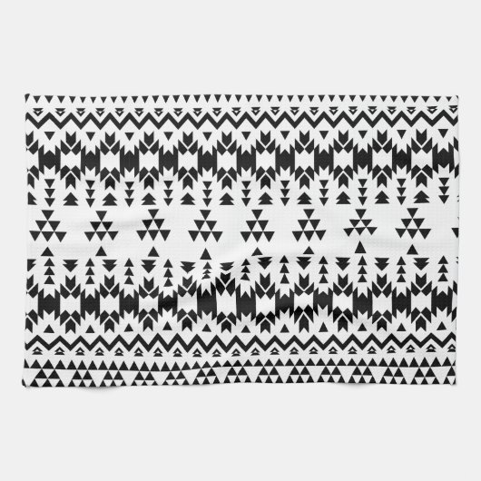 geometrisches Vektormuster Schwarz/Weiß Geschirrtuch (Horizontal)