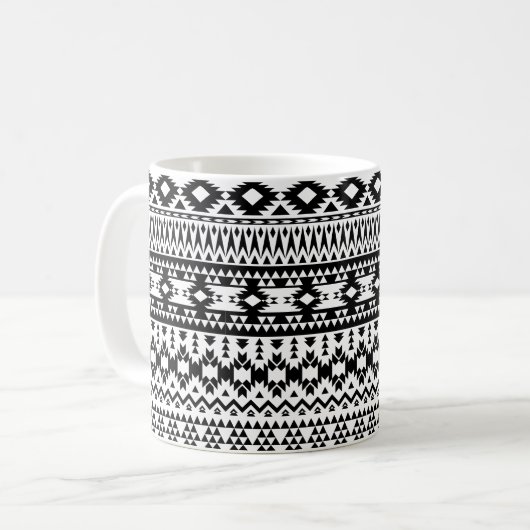 geometrisches Vektormuster Schwarz/Weiß Kaffeetasse (Vorderseite Links)